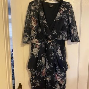 City Chic Blue floral Wrap dress